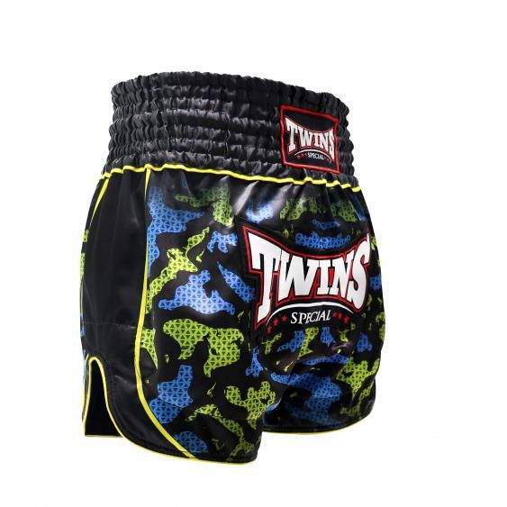 Calções de Muay Thai Twins TTBL Atlas – Preto/Verde/Azul