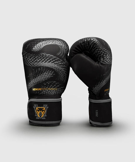 Mănuși de box Venum Matupa – Negru/Gri/Auriu - vedere laterală