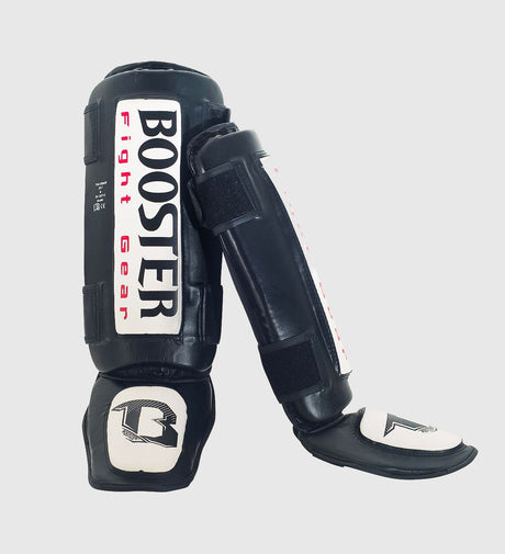 Protège-tibias Booster Kickboks Thai Striker – Noir/Blanc – Protège-tibias