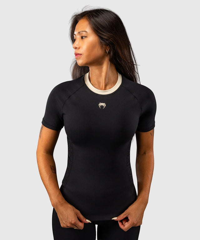 Rashguard Venum Viper manga corta para mujer - Negro