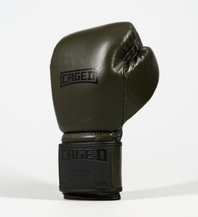 Caged Boxhandschuhe 'X' Series – Khaki-Grün/Schwarz – Boxhandschuhe