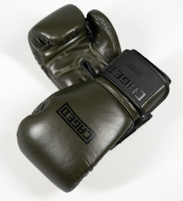 Caged Boxhandschuhe 'X' Series – Khaki-Grün/Schwarz – Boxhandschuhe