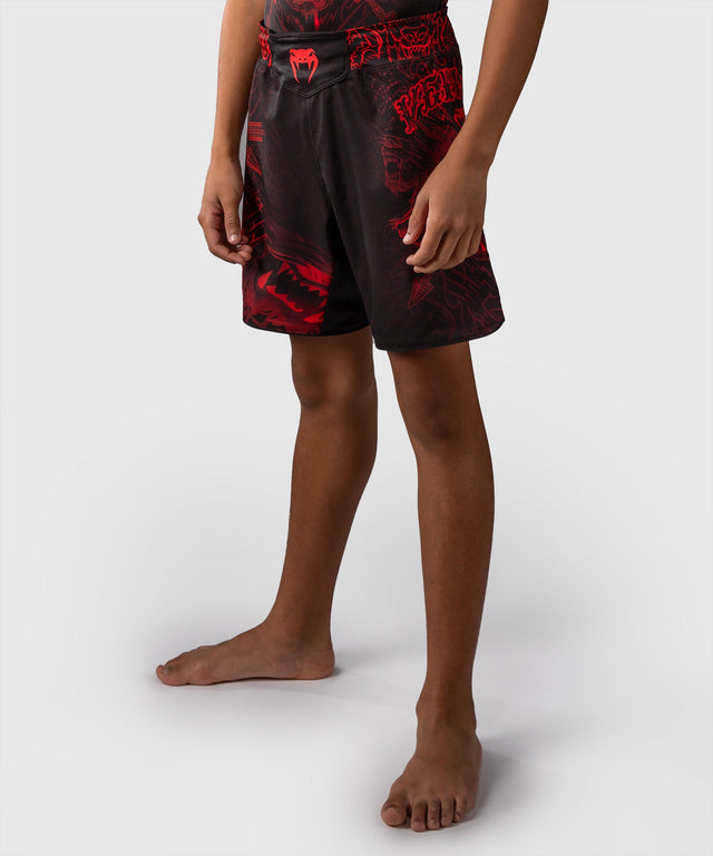 Shorts de MMA Venum Wolf Atak enfant – Noir/Rouge