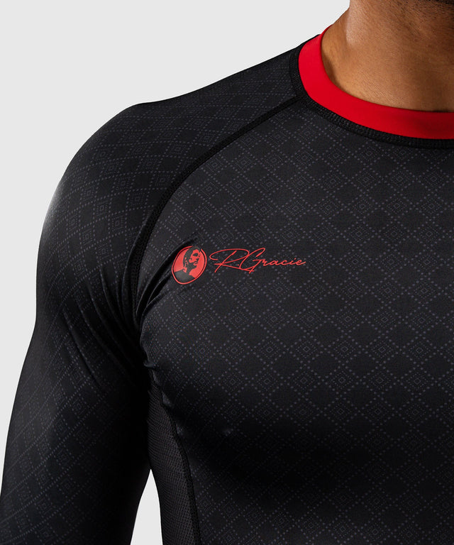 Rashguard Venum x Roger Gracie Mangas Compridas – Preto/Vermelho