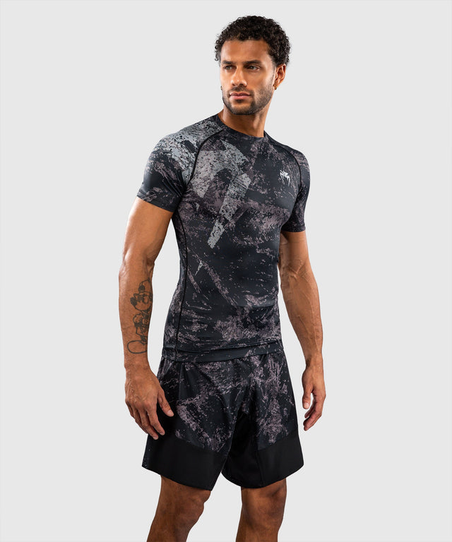 Venum Rashguard Rage & Workout Korte Mouwen - Zwart/Grijs