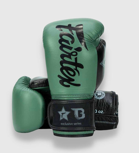 Boxerské rukavice Fairtex FXB V2 – Khaki zelené/černé