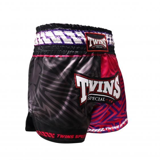 Pantaloncini Muay Thai Twins TTBL Maze – Nero/Rosa