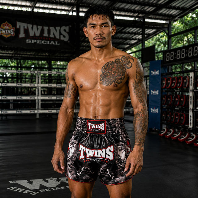 Twins Muay-Thai-Shorts TTBL Kabuki – Schwarz