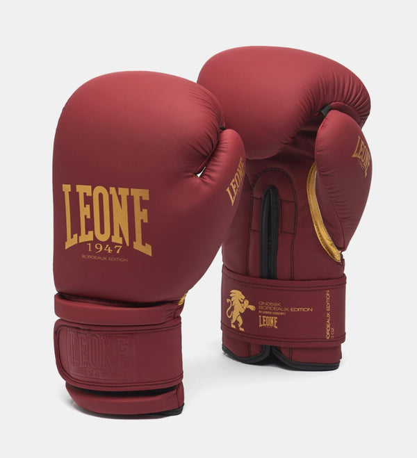 Mănuși de box Leone GN059X – Bordeaux/Auriu