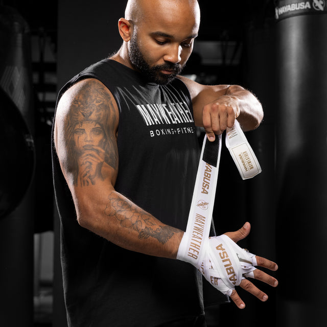 Hayabusa x Mayweather Bandagen Deluxe – Weiß/Gold