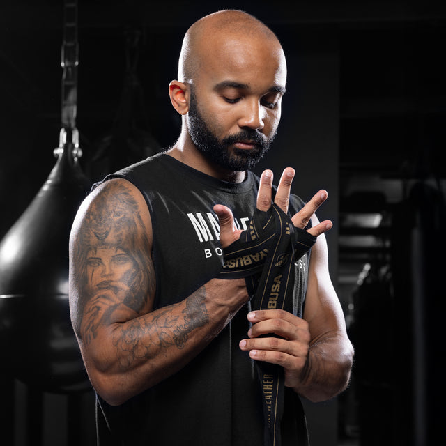 Bende da boxe Hayabusa x Mayweather Stretch – Nero/Oro