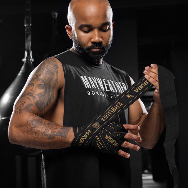 Bende da boxe Hayabusa x Mayweather Stretch – Nero/Oro