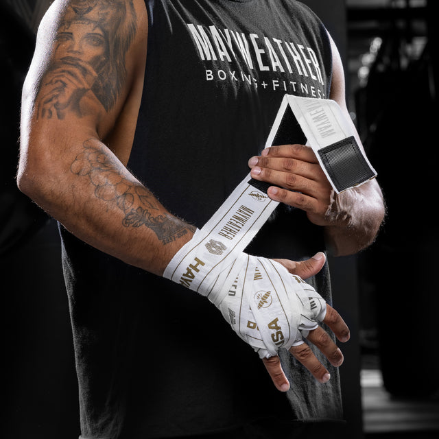 Hayabusa x Mayweather Håndbind Stretch - Hvid/Guld