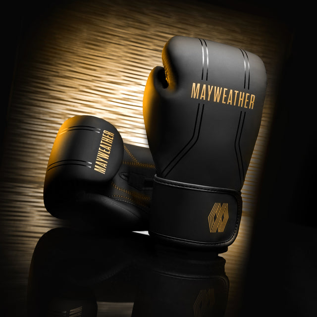 Mănuși de box Hayabusa x Mayweather Contender – Negru/Auriu