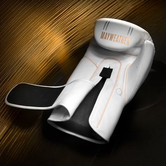 Luvas de boxe Hayabusa x Mayweather Contender – Branco/Ouro