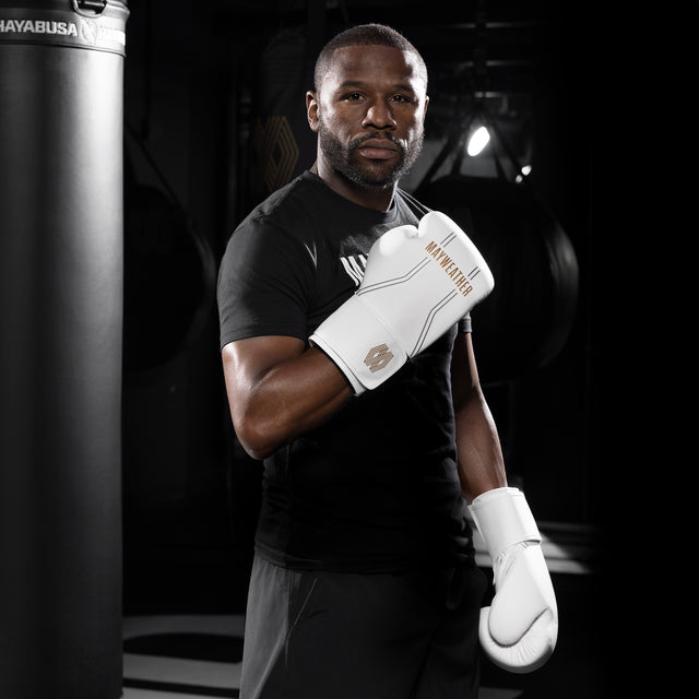 Luvas de boxe Hayabusa x Mayweather Contender – Branco/Ouro