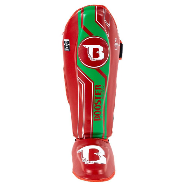 Paratibie da kickboxing Booster V9 'Morocco' – Rosso/Verde
