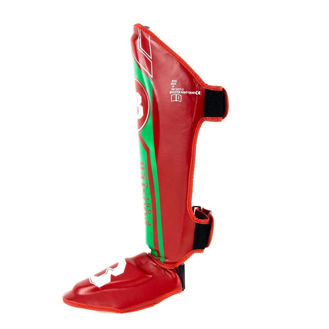 Paratibie da kickboxing Booster V9 'Morocco' – Rosso/Verde