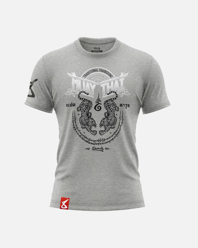 8 WEAPONS T-Shirt Sak Yant Tigers – Grey
