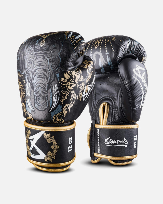 Guantes de boxeo 8 WEAPONS Three Elephants 2.0 – Negro/Oro