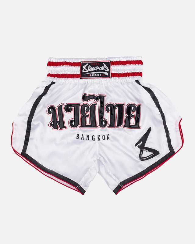 8 WEAPONS Muay Thai shorts Bangkok – Hvid/Sort