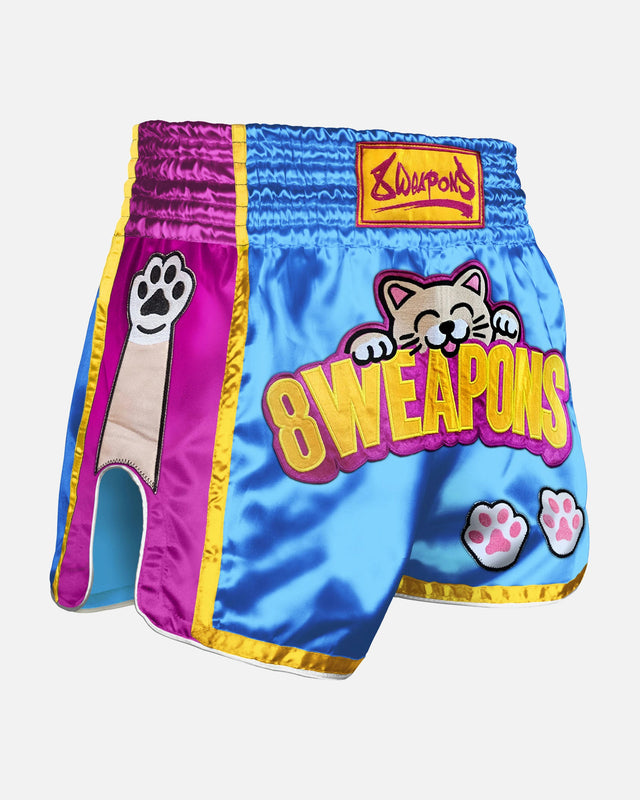 Pantaloni scurți Muay Thai 8 WEAPONS Meow Thai – Albastru/Violet
