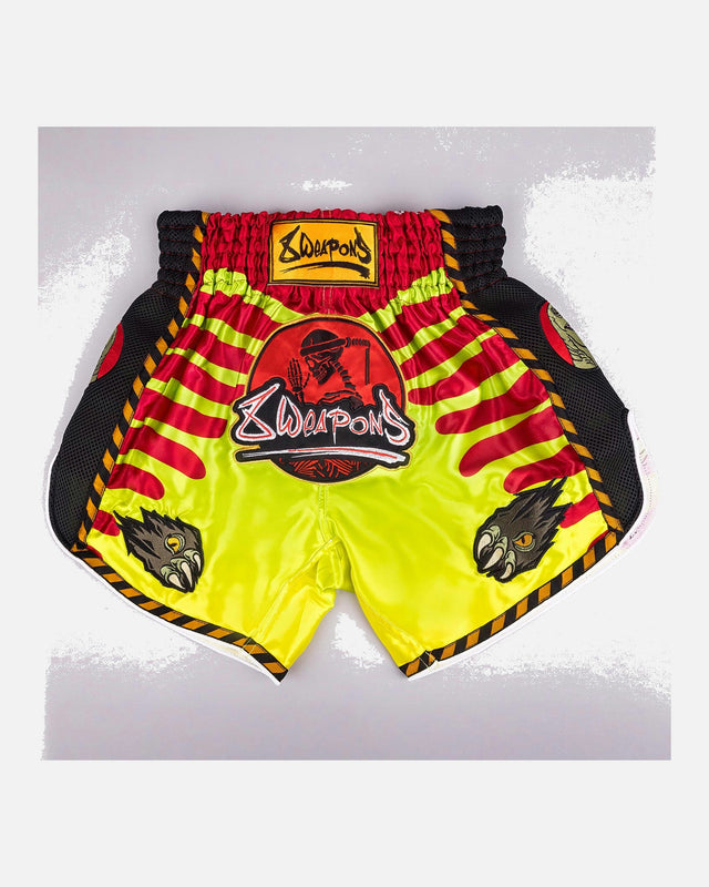 8 WEAPONS Muay Thai shorts Jurassic – Neon grøn/blodrod