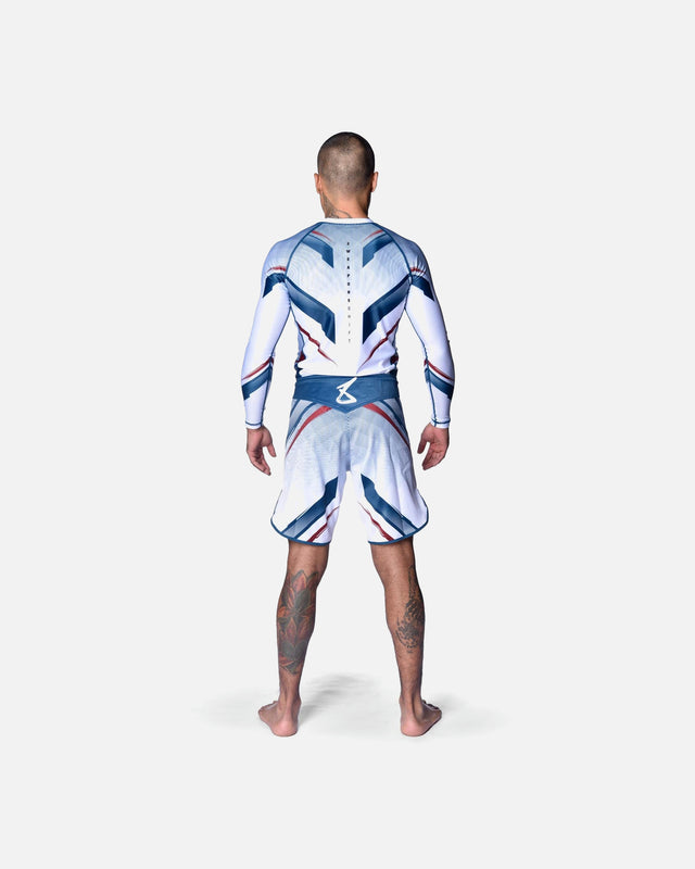 8 WEAPONS MMA-Shorts Shift – Weiß/Navy/Rot