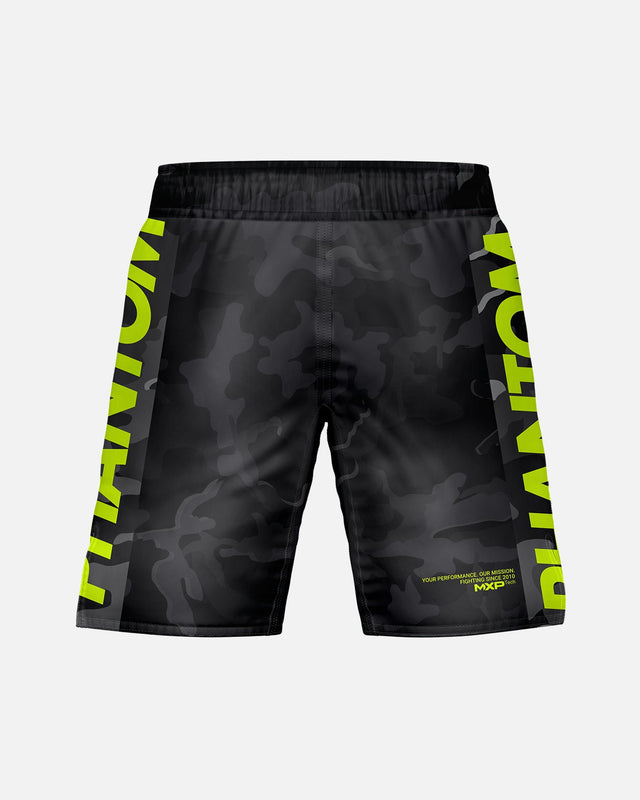 Pantaloni scurți MMA Phantom Athletics EVO Neon – Negru Camo/Neon