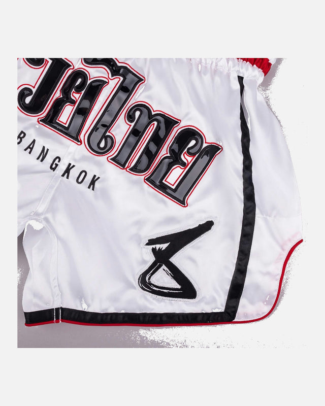 8 WEAPONS Muay Thai shorts Bangkok – Hvid/Sort