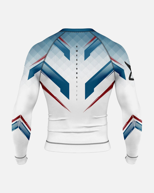 8 WEAPONS Rashguard Shift – Weiß/Navy/Rot