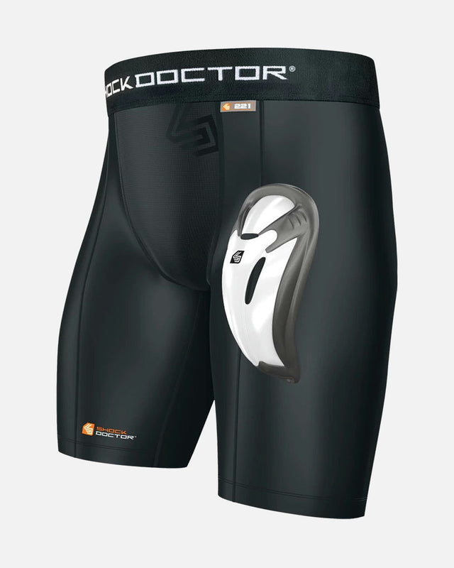 Shock Doctor Kompressionsshorts Bioflex – Schwarz/Weiß