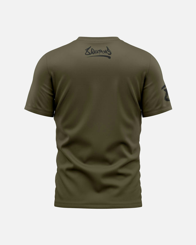 8 WEAPONS T-shirt Sak Yant Tigers – Oliven