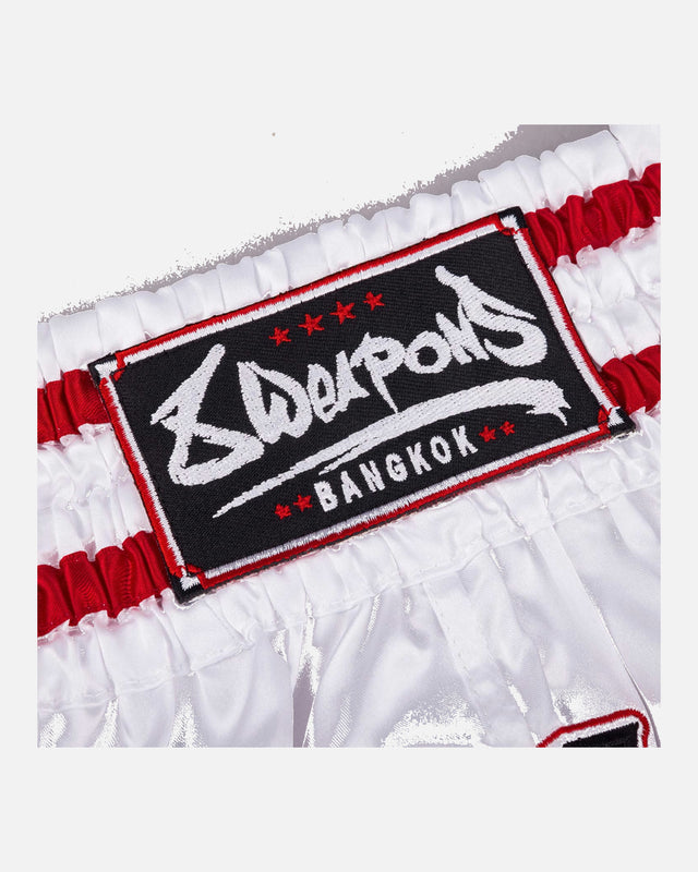 8 WEAPONS Muay Thai shorts Bangkok – Hvid/Sort