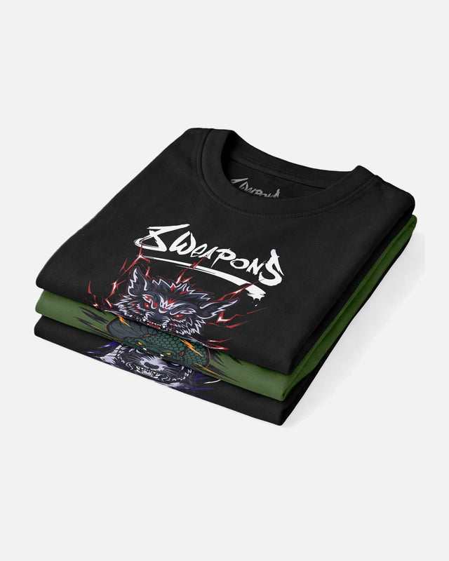 8 WEAPONS T-shirt Beastial Wolf – Sort/Rød