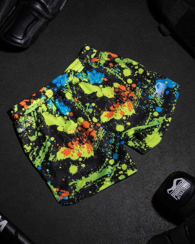 Phantom Athletics MMA-Shorts Fusion Splatter – Schwarz/Neon