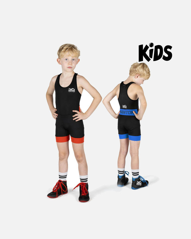 Canotta da lotta Phantom Athletics Storm Bambini - Nero/Rosso/Nero/Blu