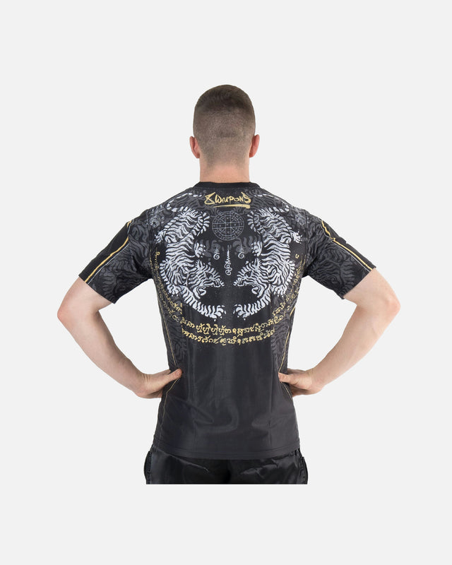 8 WEAPONS T-Shirt Functioneel Tiger Yant - Zwart/Geel