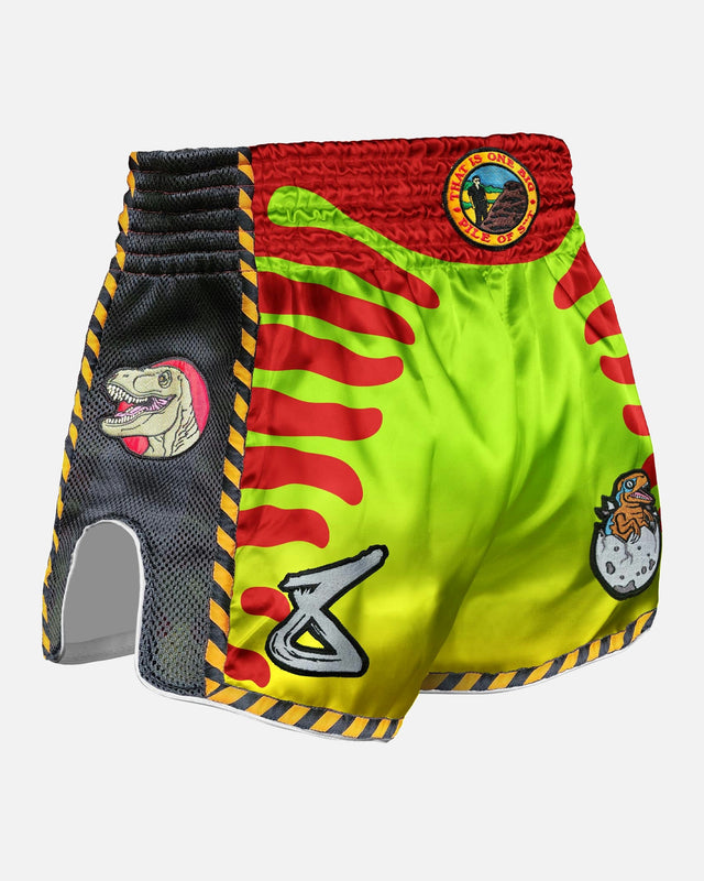 8 WEAPONS Muay Thai shorts Jurassic – Neon grøn/blodrod