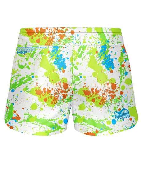 Phantom Athletics MMA Shorts Fusion Splatter - Wit/Neon