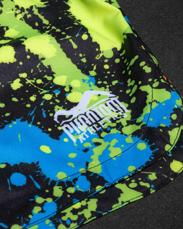 Phantom Athletics MMA-Shorts Fusion Splatter – Schwarz/Neon