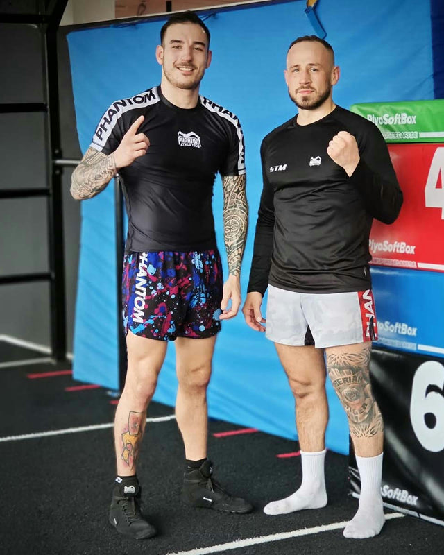 Phantom Athletics MMA Shorts Fusion Splatter - Blauw