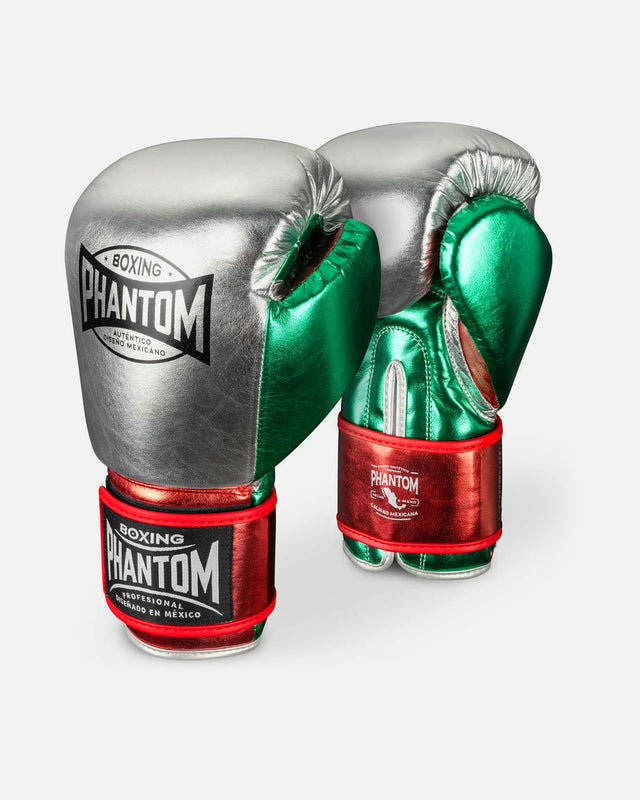 Rękawice bokserskie Phantom Athletics Mexico – Srebrne/Zielone/Czerwone