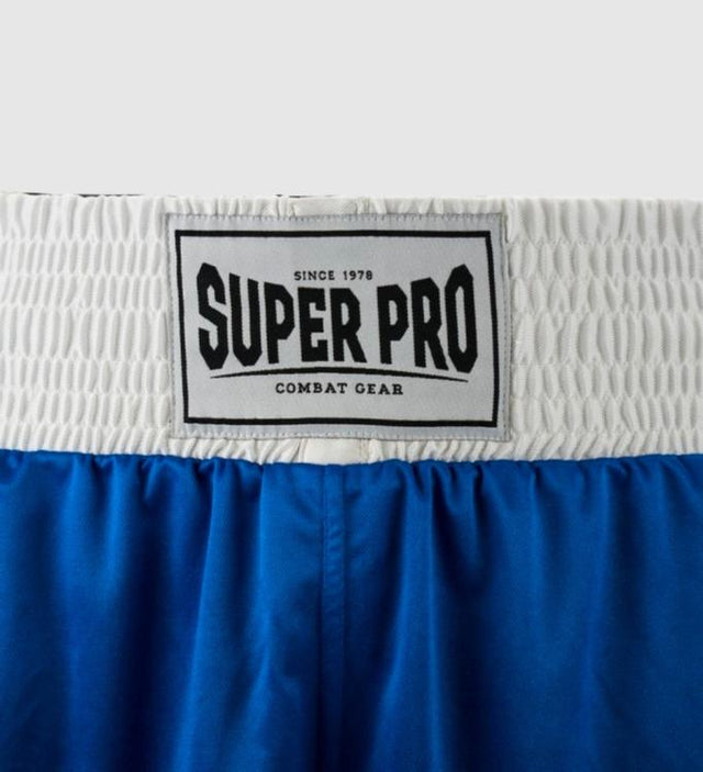 Pantaloni scurți de box Super Pro Club – Albastru/Alb