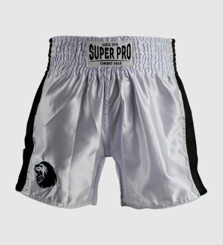 Pantaloncini Kickboxing Super Pro Brave – Bianco/Nero