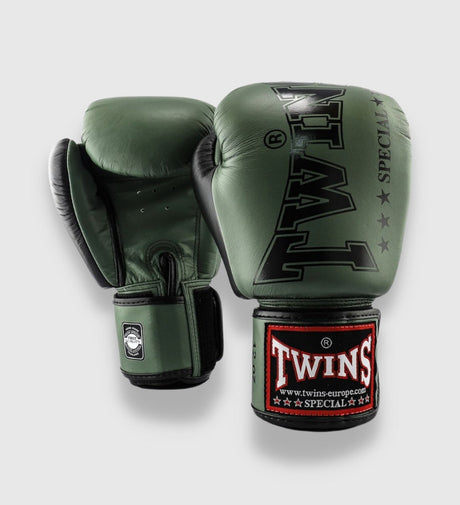 Boxerské rukavice Twins BGVL 8 – Khaki zelené/černé