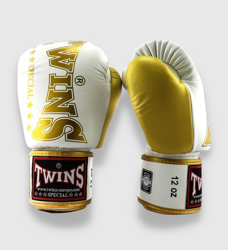 Boxerské rukavice Twins BGVL 8 – Bílé/Zlaté