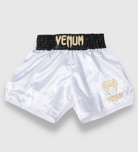 Kickboxerské trenky Venum Classic 2.0 – Bílé/Černé/Zlaté